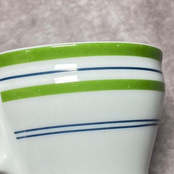 2007 Starbucks White Coffee Mug Green Band Blue Stripes Tea Cup 12oz Microwave a - Picture 11 of 11